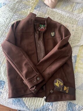 Milano Brown Men's Jacket with Embroidered Crest